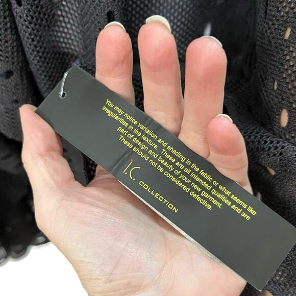 IC By Connie K Open Knit Jacket Large Mid Length Lagenlook Ruffle Bell Sleeve - Picture 6 of 8